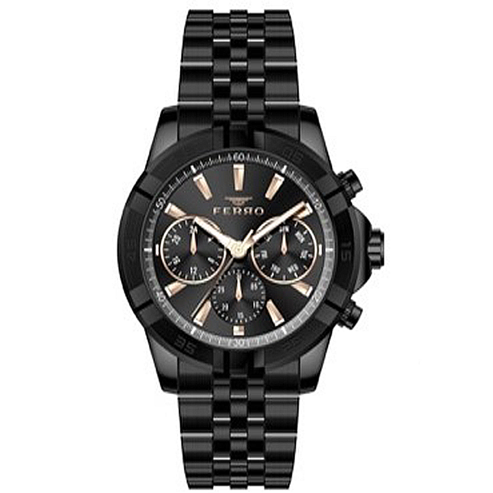 【FERRO 費羅】FM11389AWT 真三眼 帶日期 防水30米 夜光 不鏽鋼 腕錶 手錶 -