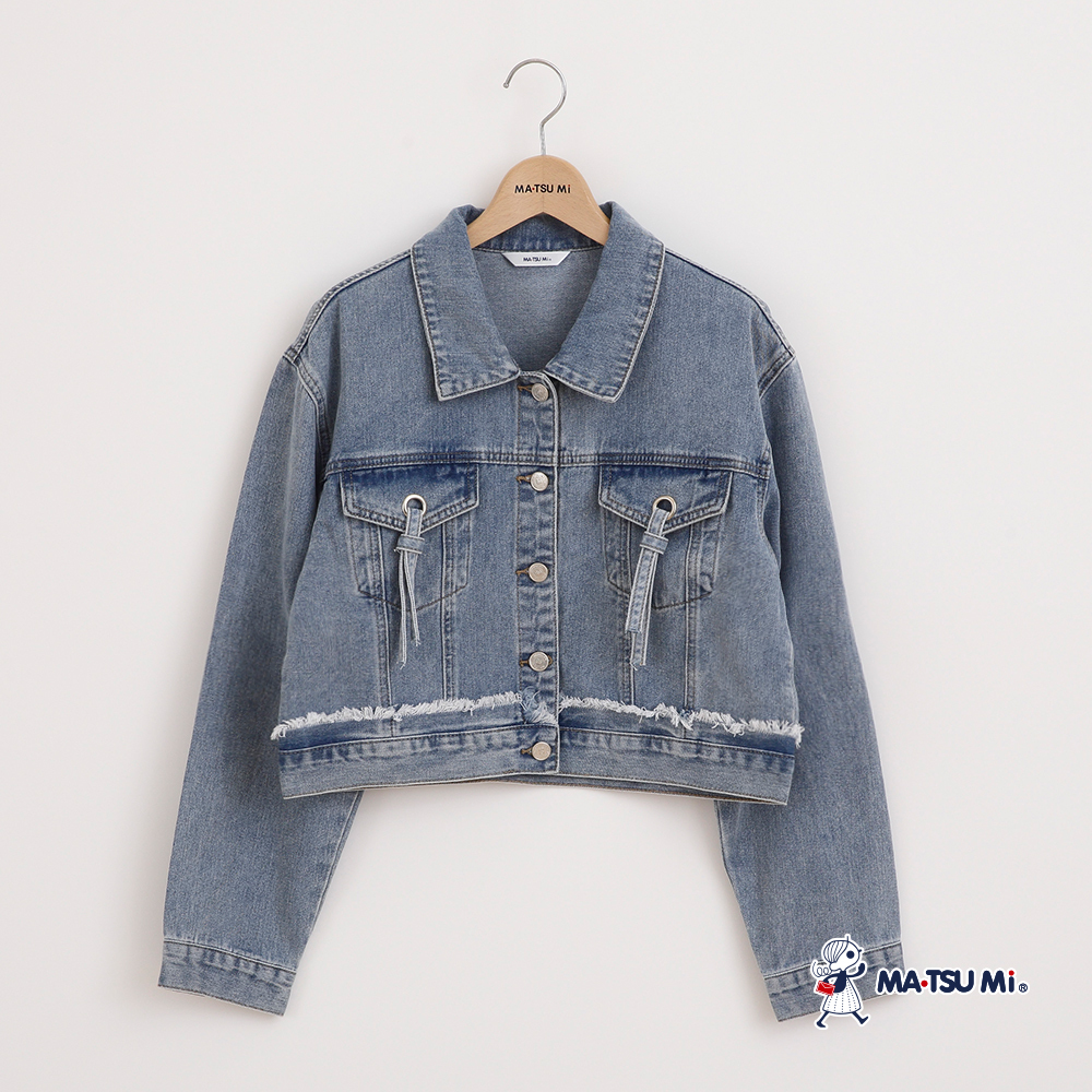 MA‧TSU Mi 丹寧水洗感棉料抽鬚外套(水藍)