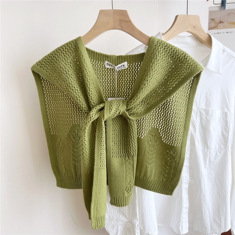 綁帶式層次鈎花針織披肩 九色