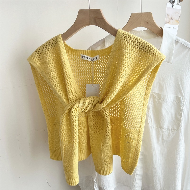 綁帶式層次鈎花針織披肩 九色