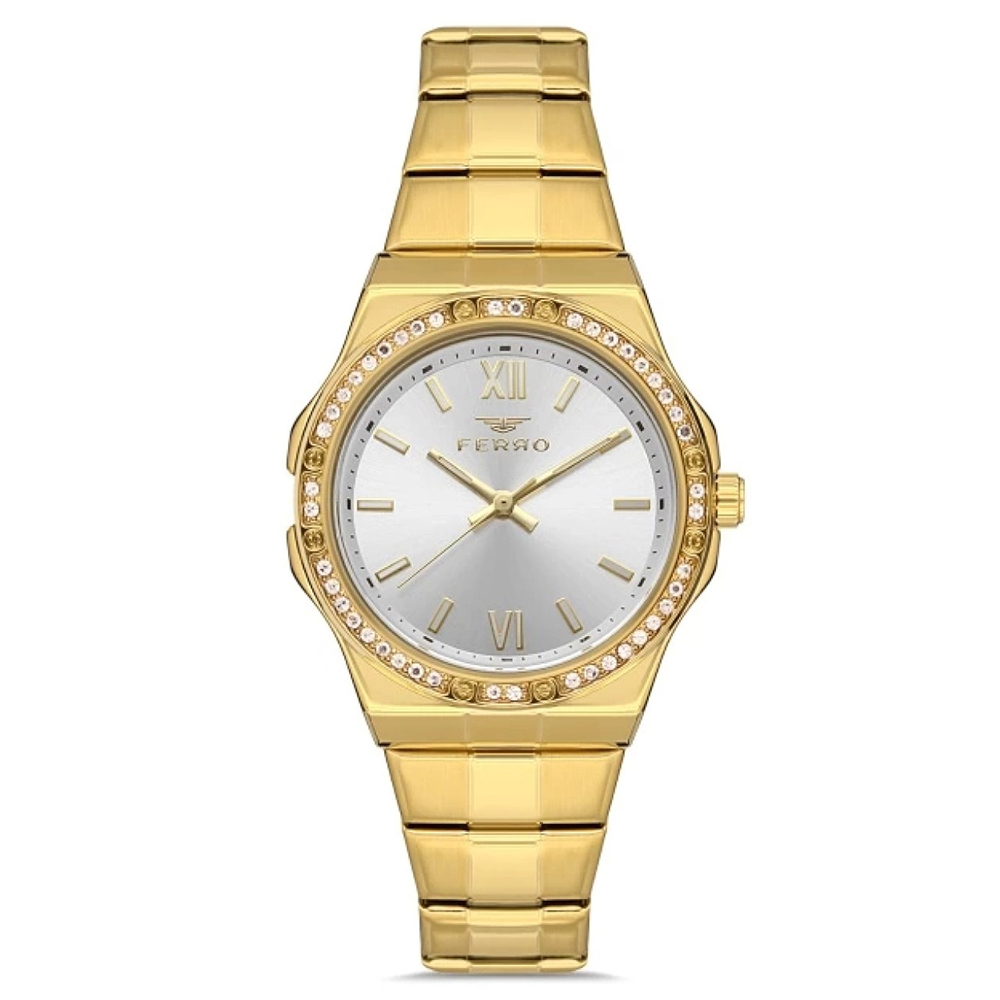 【FERRO 費羅】FL21358AWT 晶鑽錶圈 日本機芯 防水30米 雙色 不鏽鋼 女款 腕錶 手錶 -
