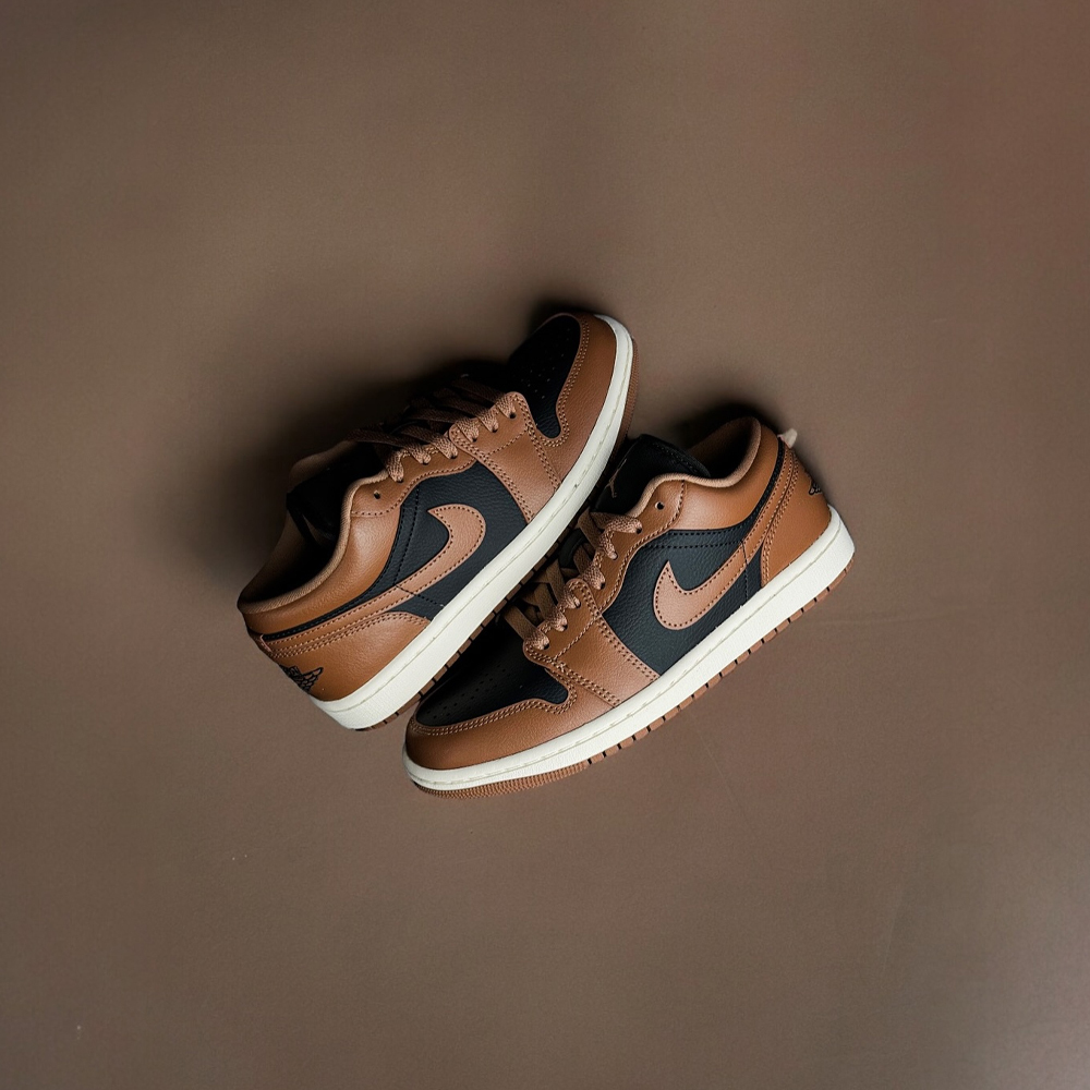 AIR JORDAN 1 LOW WMNS AJ1 平替款倒鉤 TS 黑摩卡 黑棕 皮革 女生復古休閒鞋 DC0774-021