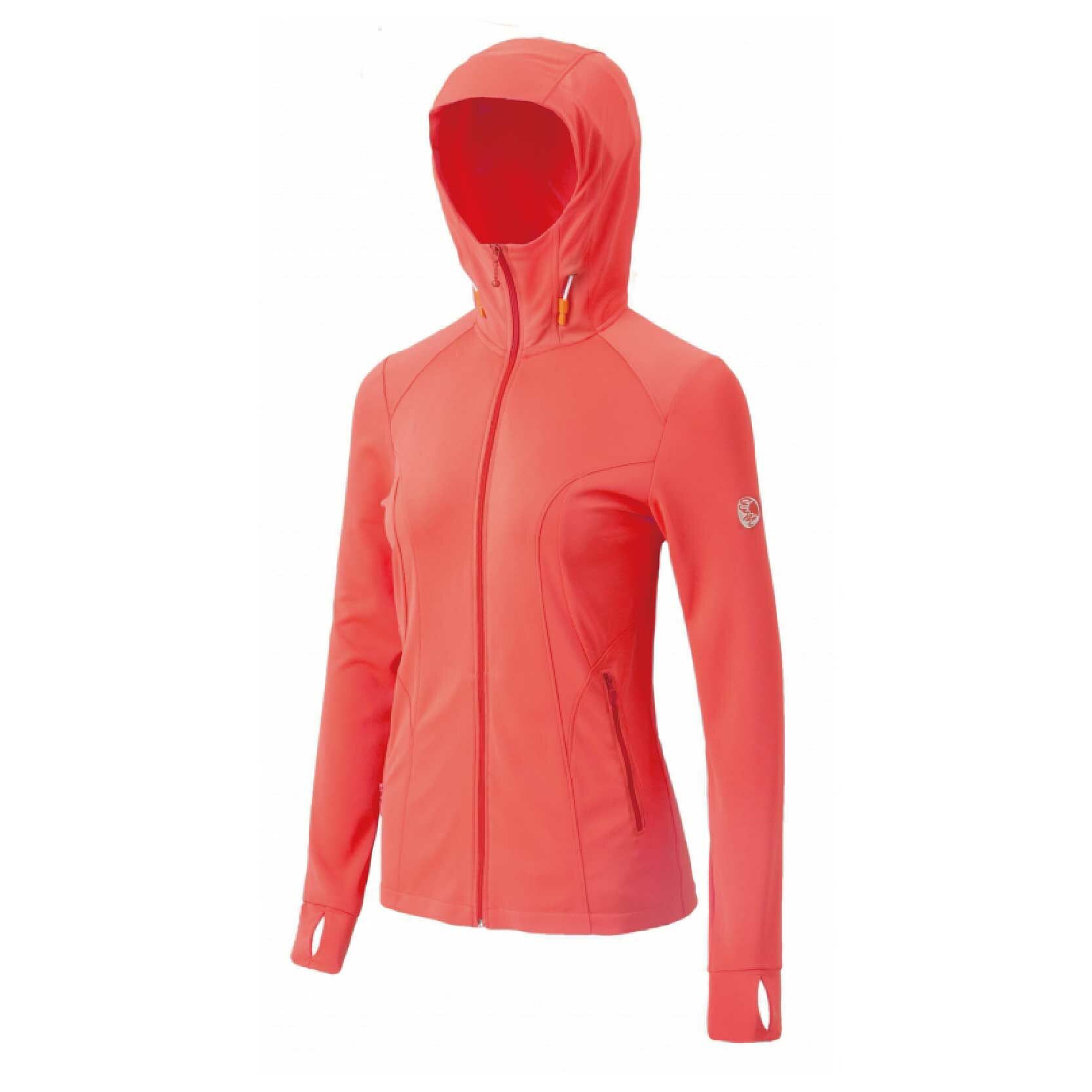 EasyMain 衣力美 女 防曬排汗連帽外套 (粉橘) 透氣/抗UV/吸濕排汗快乾 14EMC21030