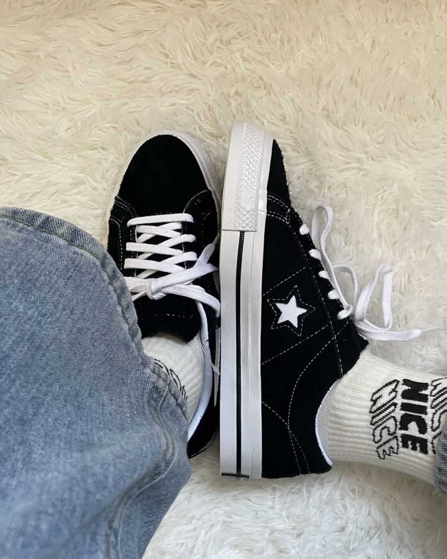 【NG品】Converse One Star OX 星星 麂皮 黑標 白標 黑白
