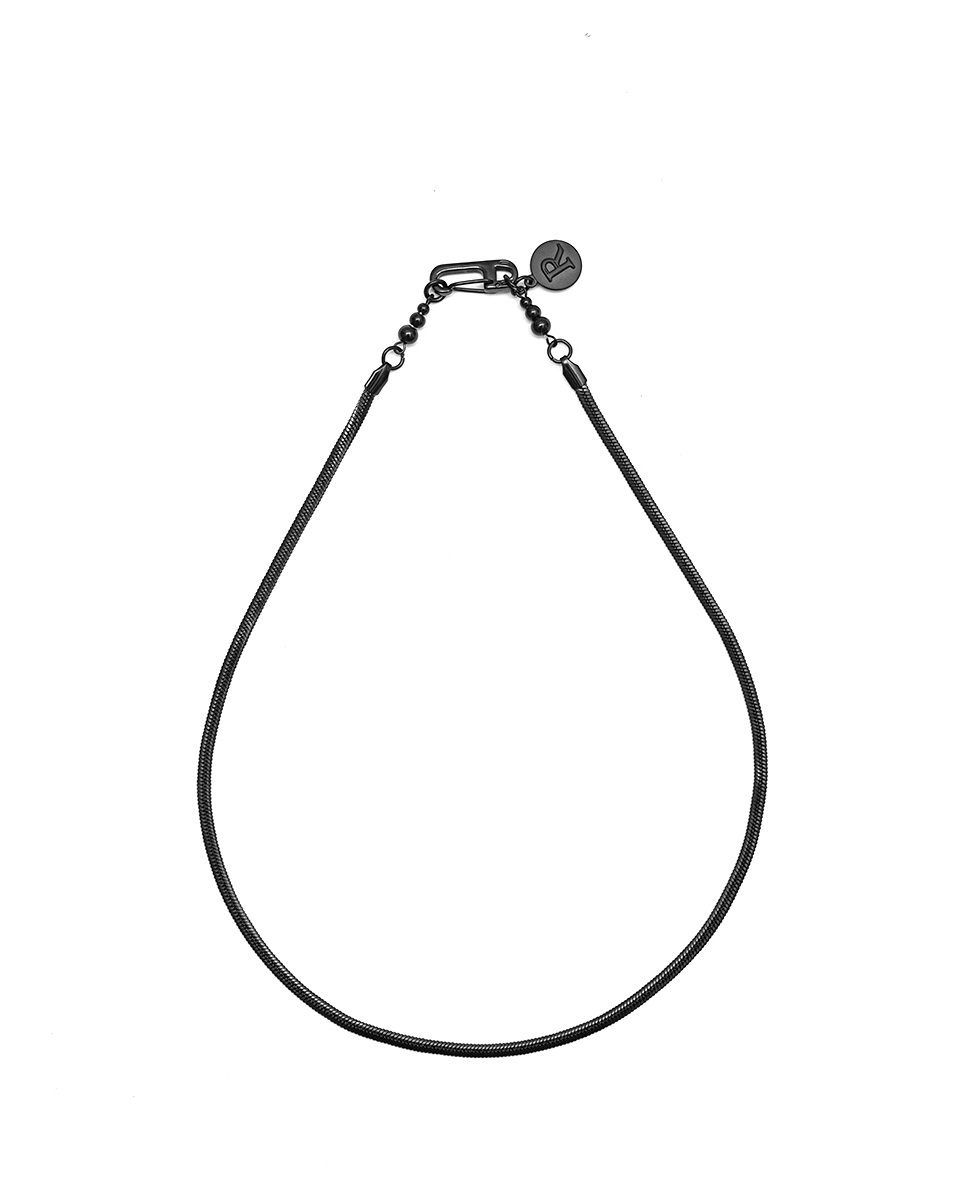 RECOVERY 3MM扁蛇項鍊 (亮黑色)