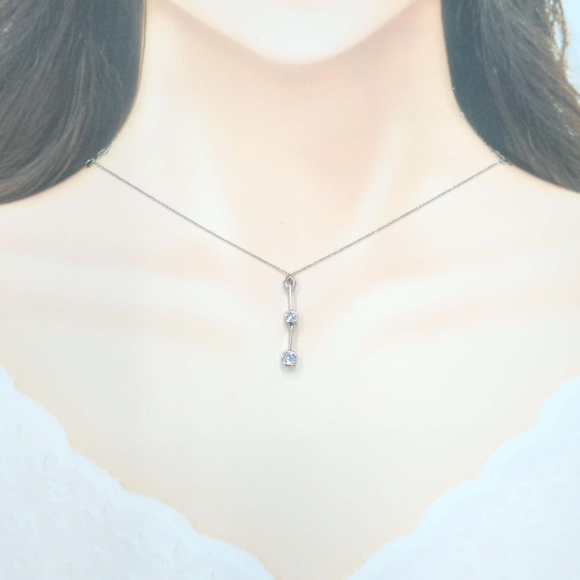 全新18K白金【單粒22份鑽石】配小鑽共36份鑽石吊墜