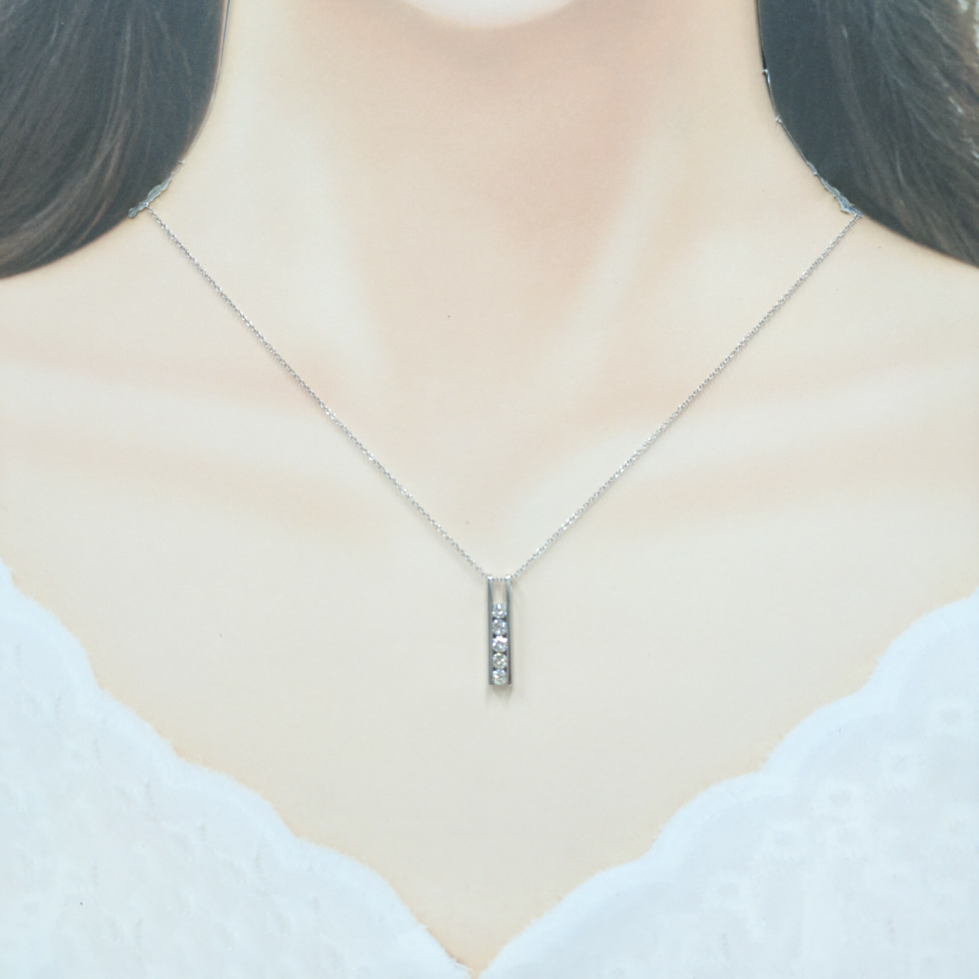 全新18K白金39份鑽石吊墜