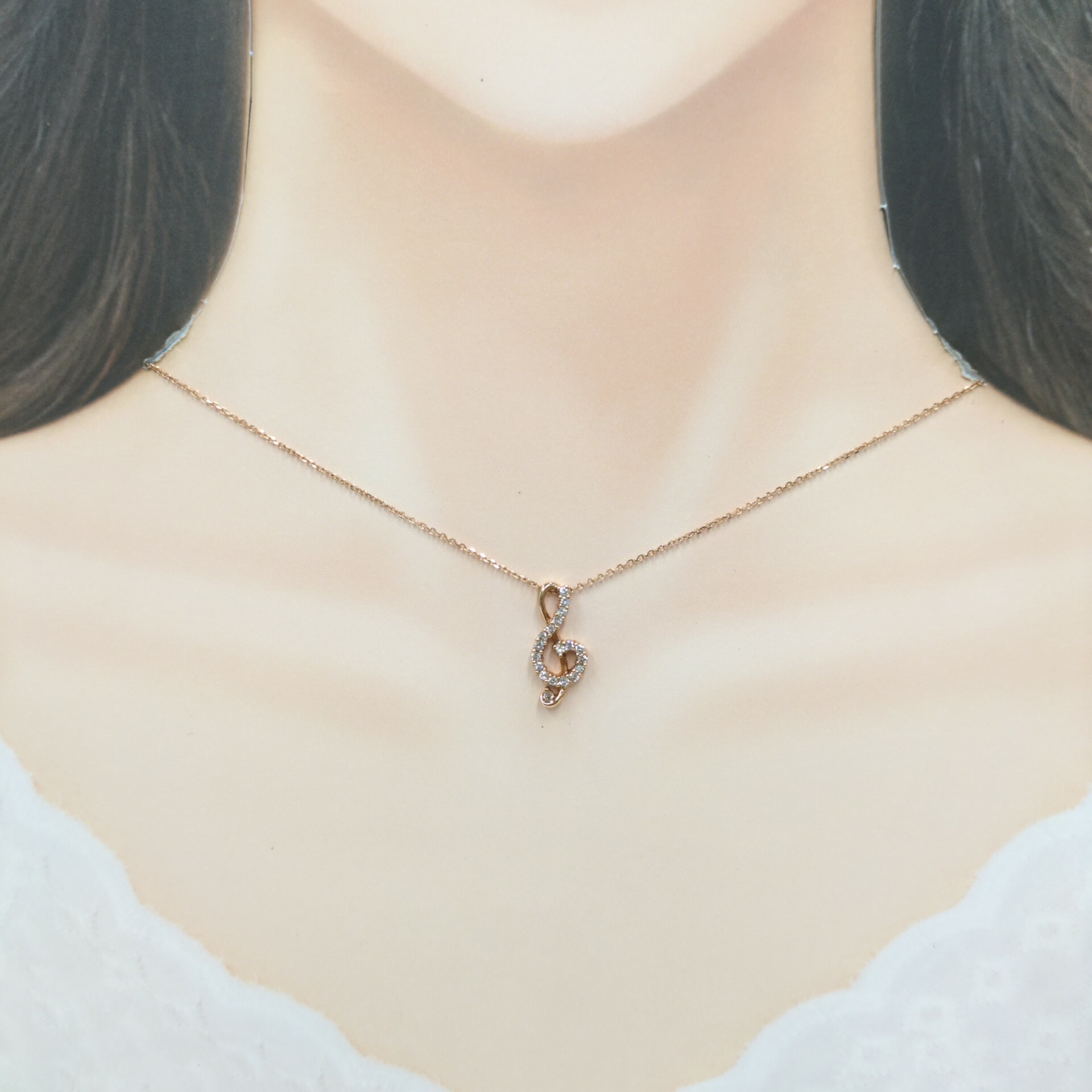 全新18K玫瑰金31份鑽石吊墜