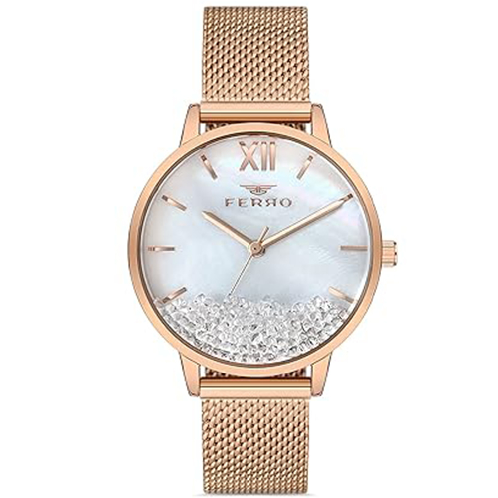 【FERRO 費羅】F21934CWT 滑鑽錶盤 米蘭錶帶 防水30米 不鏽鋼 女款 手錶