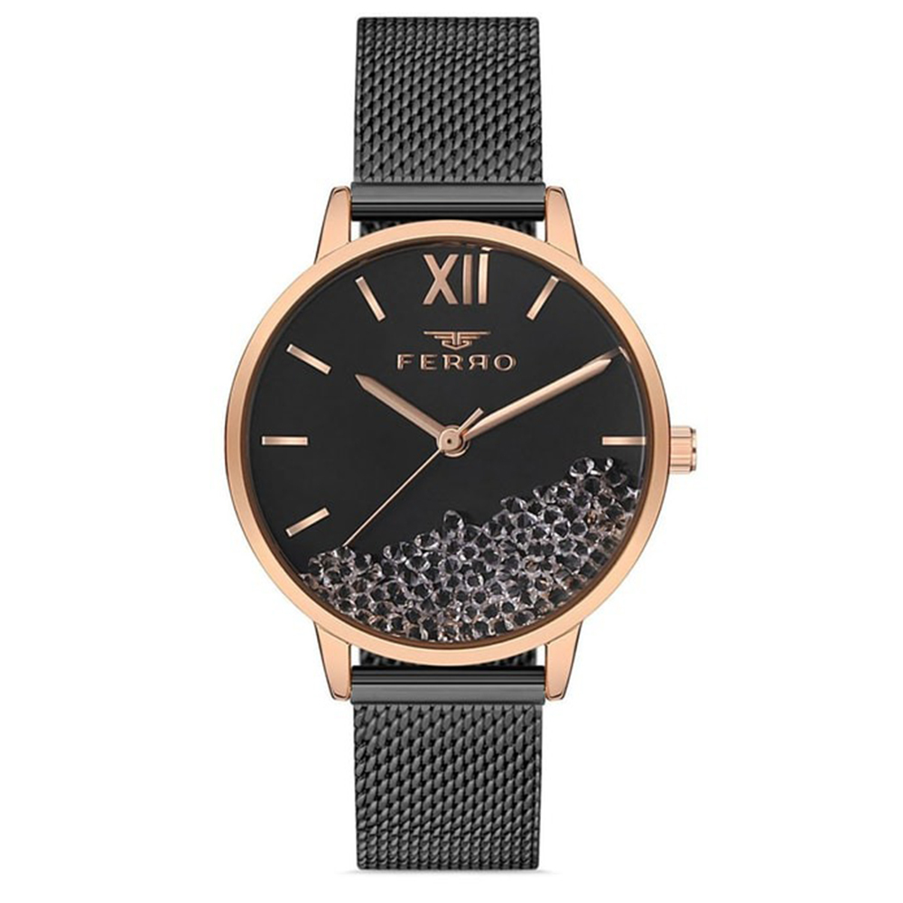 【FERRO 費羅】F21934CWT 滑鑽錶盤 米蘭錶帶 防水30米 不鏽鋼 女款 手錶