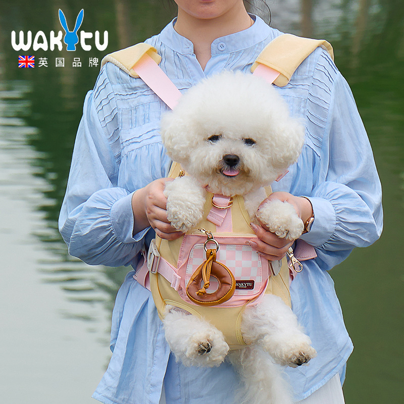 WAKYTU宠物包包 甜甜圈便捷式胸前背包/牛仔蓝