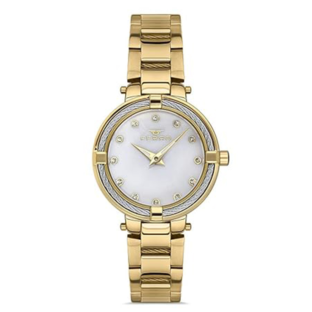 【FERRO 費羅】F40097 晶鑽時標 鋼索錶圈 夜光指針 不鏽鋼 女款 手錶