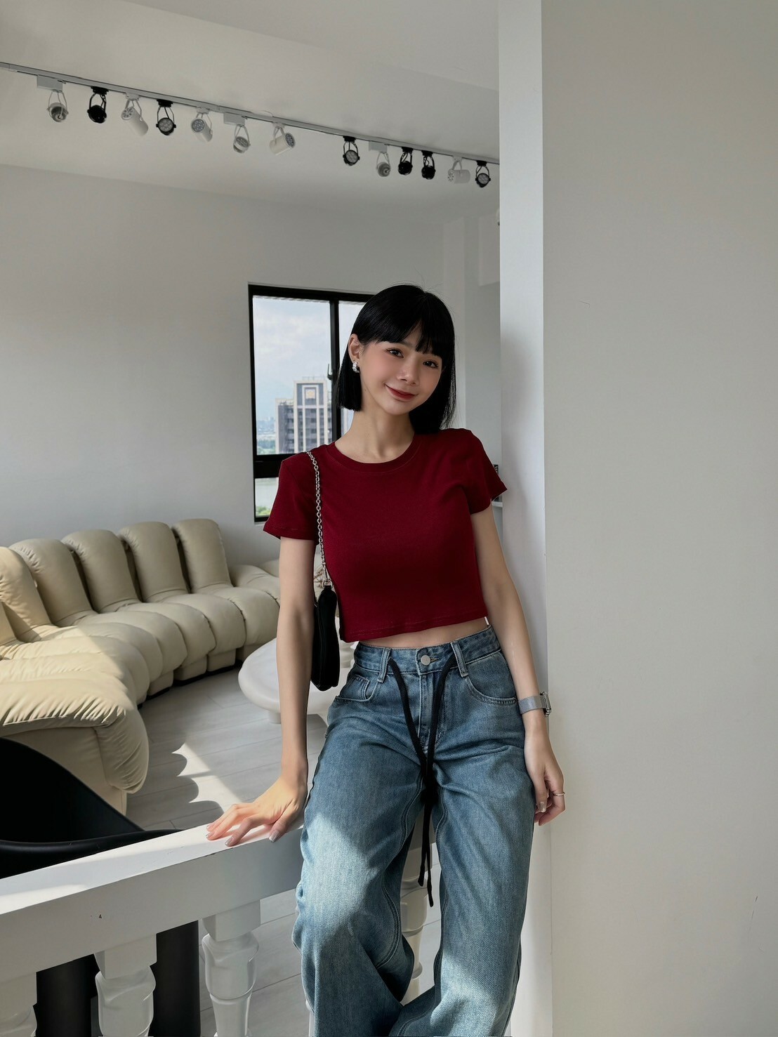 極柔軟彈力短版上衣