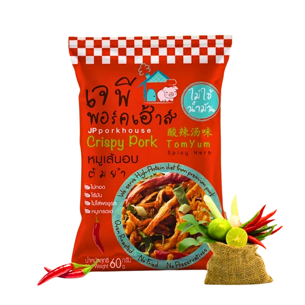 JP FOOD HOUSE -  高蛋白非油炸無味精純豬肉條（冬蔭公味）(60g) (504004)