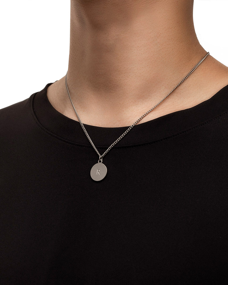 RECOVERY 小圓牌LOGO項鍊 (霧銀色)