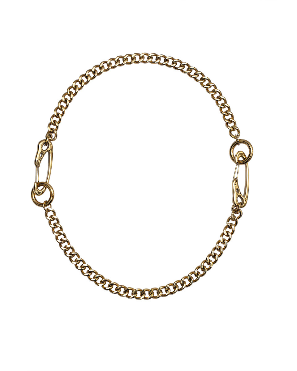 RECOVERY 烏鴉頭骨雙扣頭扁鍊 (亮金色)