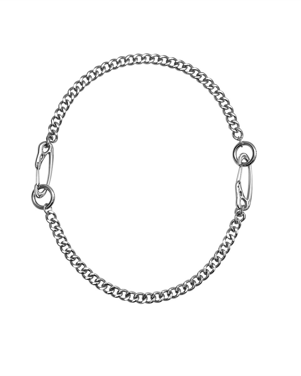 RECOVERY 烏鴉頭骨雙扣頭扁鍊 (亮銀色)