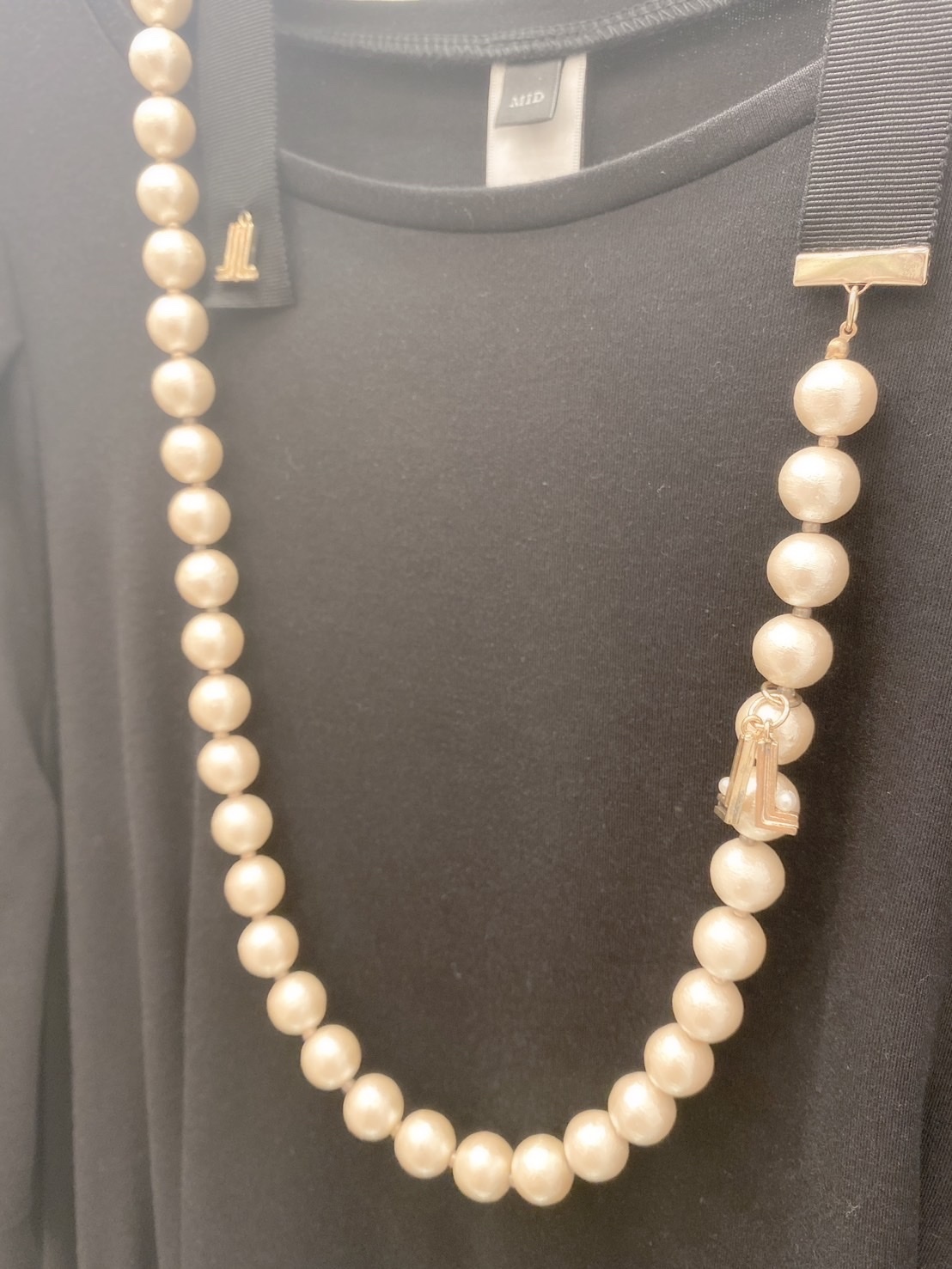 Lanvin珍珠緞帶長鍊