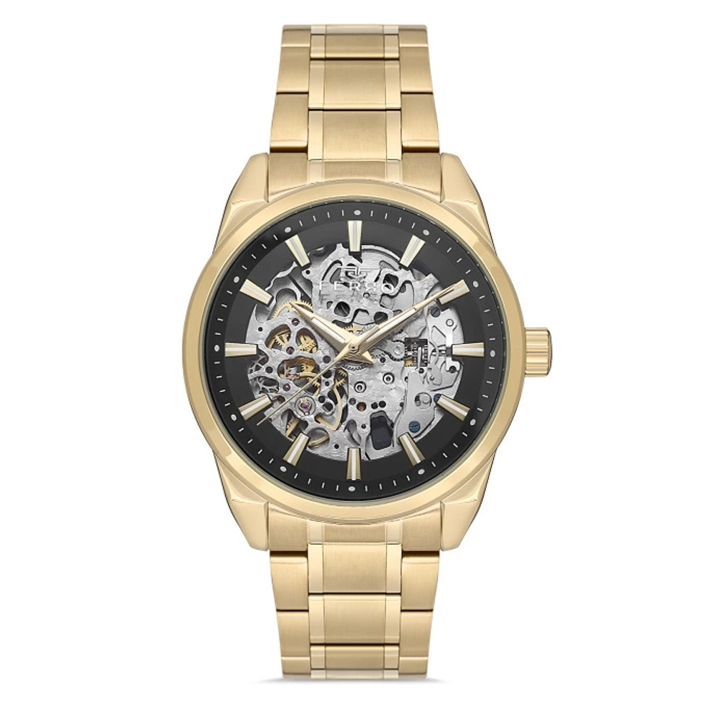 【FERRO 費羅】FM40106A 鏤空錶盤 自動上鍊機芯 夜光指針 不鏽鋼 機械 手錶