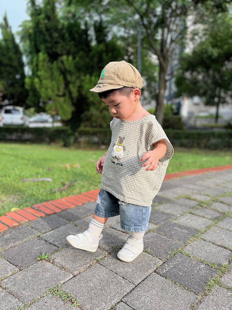 熊熊格紋無袖背心