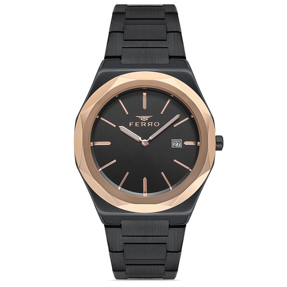 【FERRO 費羅】 F40-092 日期顯示 夜光指針 不鏽鋼 手錶