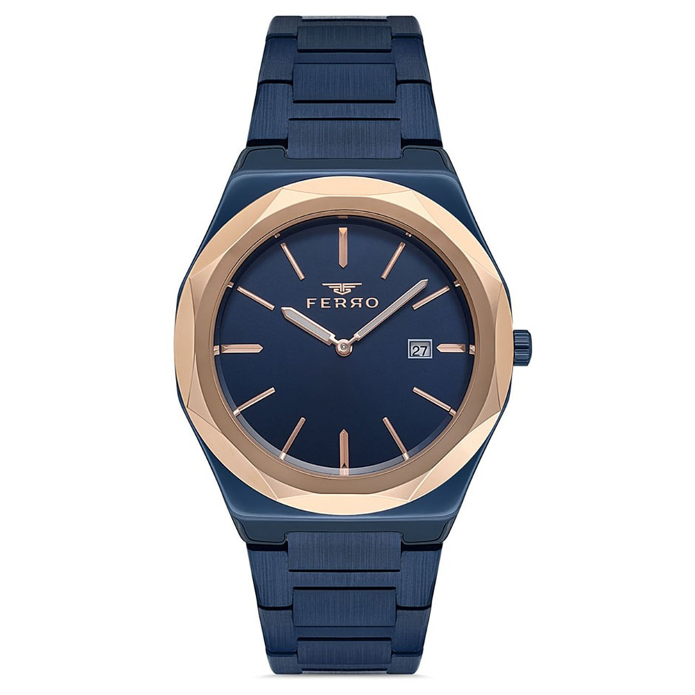 【FERRO 費羅】 F40-092 日期顯示 夜光指針 不鏽鋼 手錶