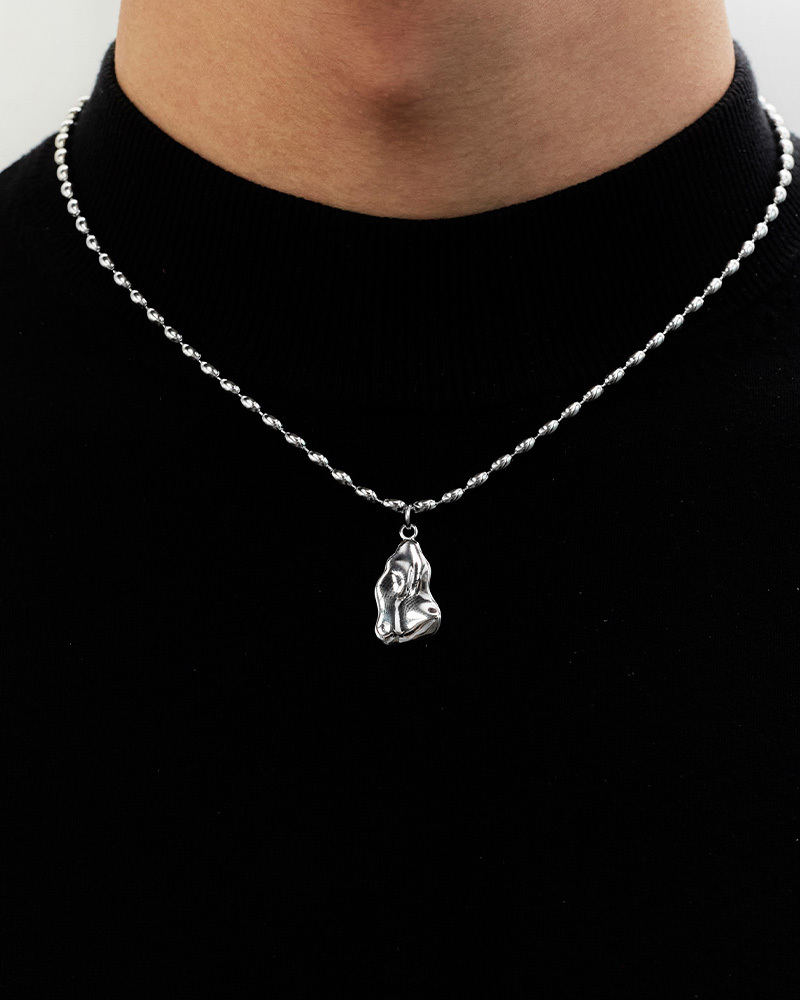 RECOVERY 不規則波紋短項鍊 (亮銀)