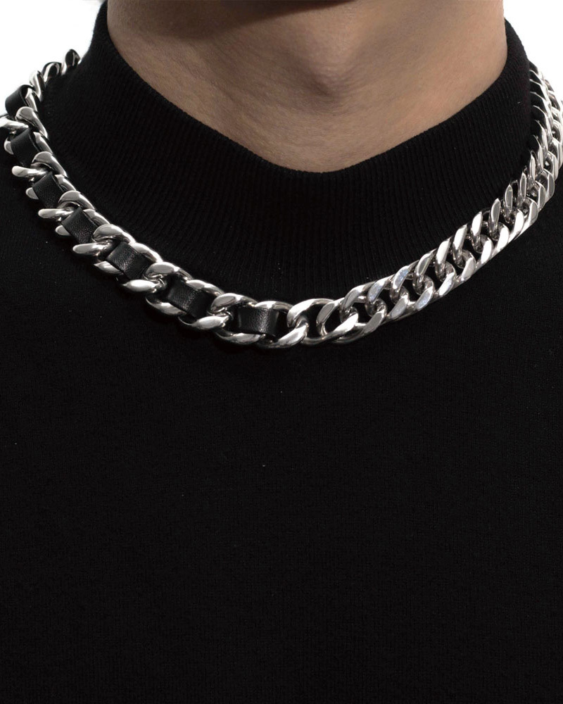 DEIFIED X RECOVERY 編織寬扁項鍊 (亮銀)