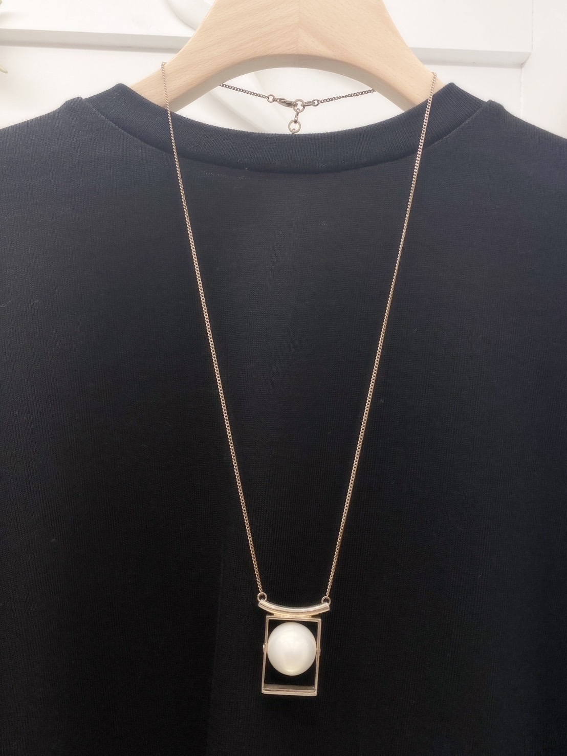 大珍珠方格項鍊