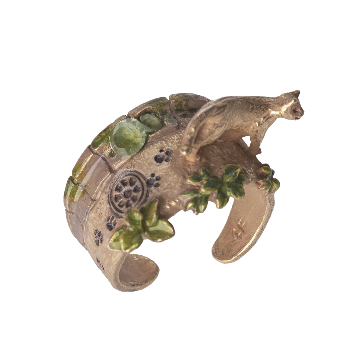 悠閒地散歩的貓戒指