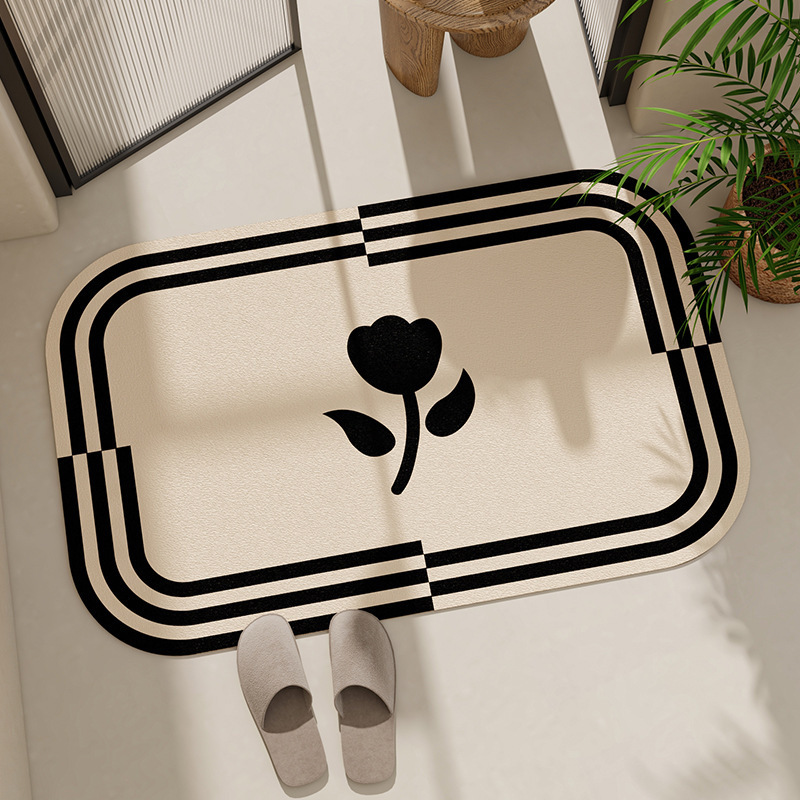 《4591》卡通笑臉花花愛心吸水地墊((硅藻泥))