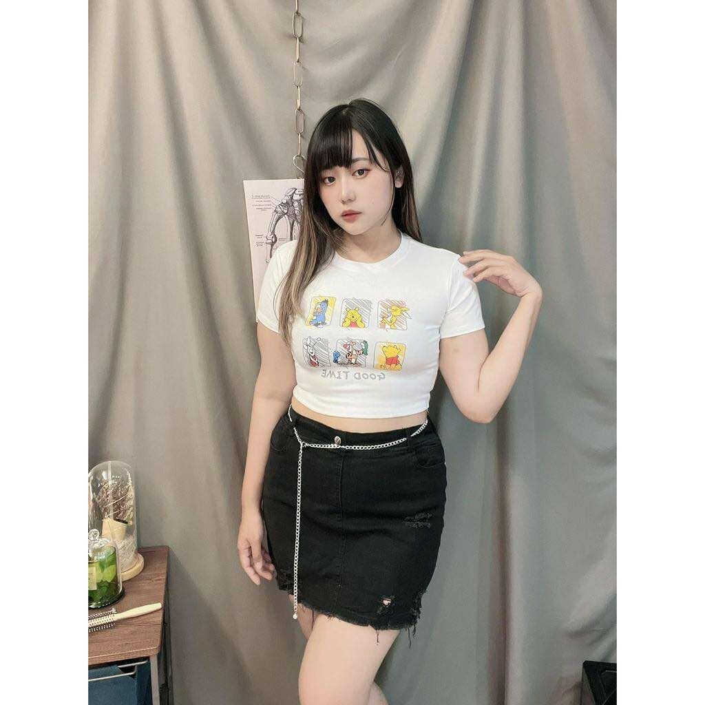 個性鏈條刷破牛仔短裙*內有褲