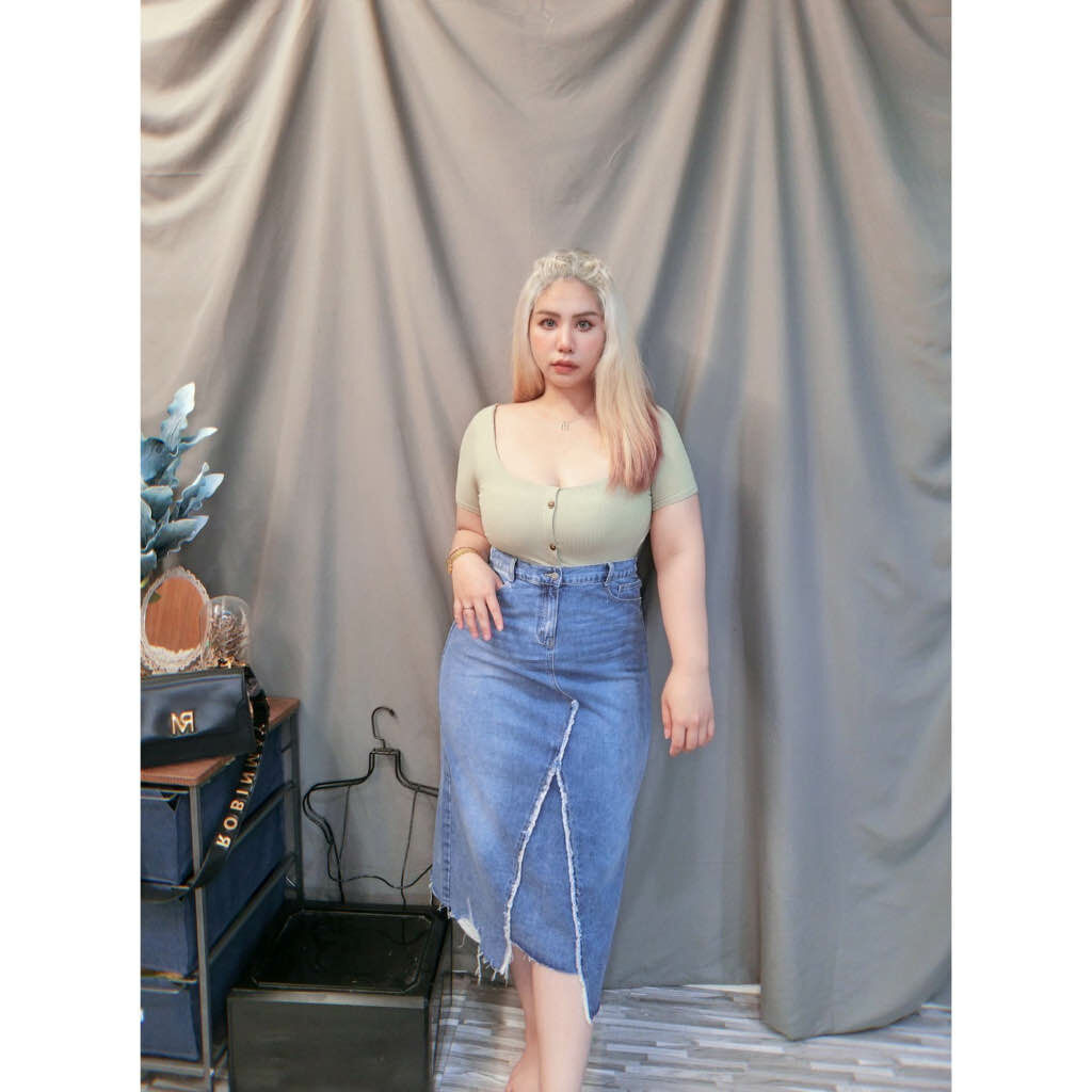 閃電割線開衩長裙