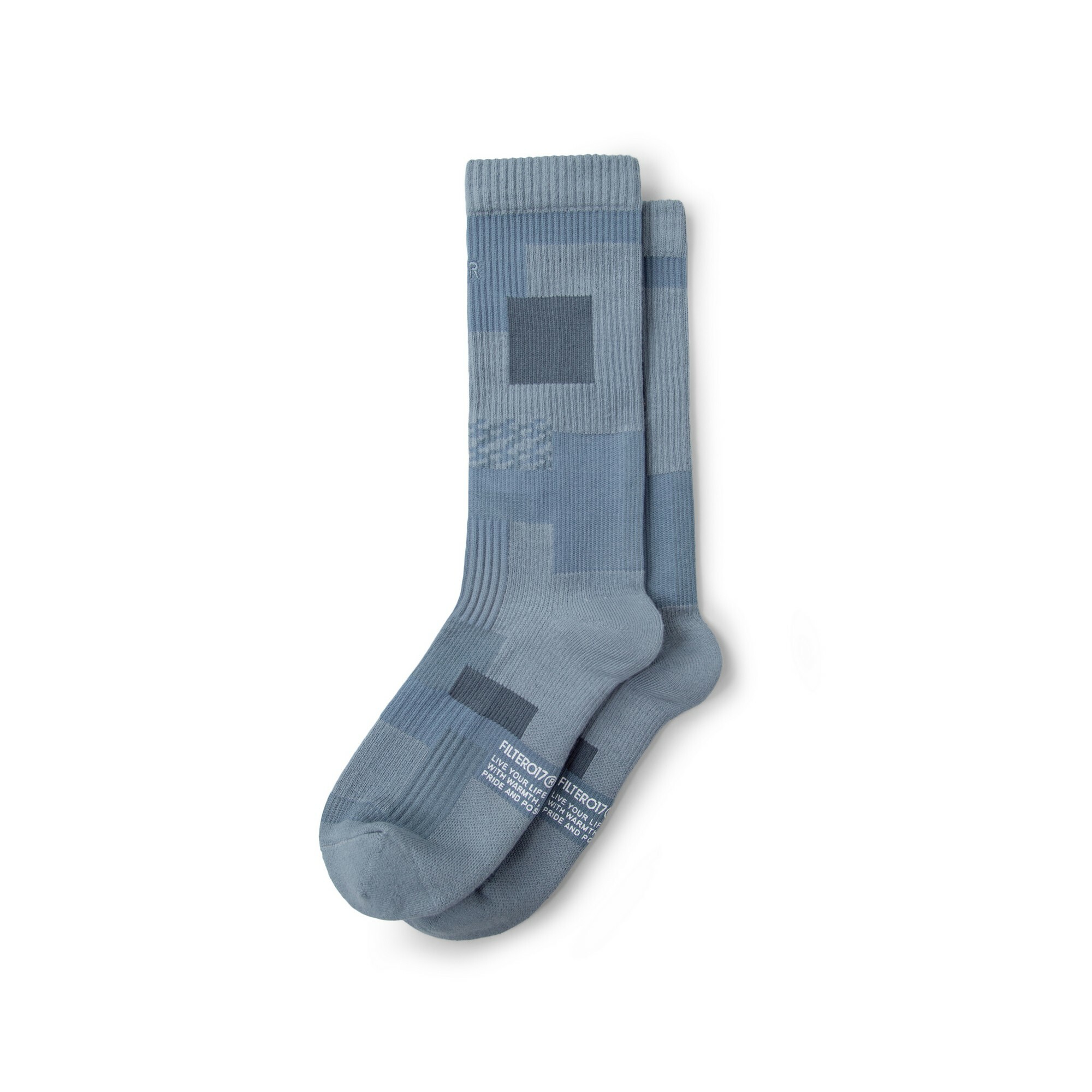 Patchwork Crew socks 藍 - 色塊拼接針織高筒襪 FILTER017聯名款