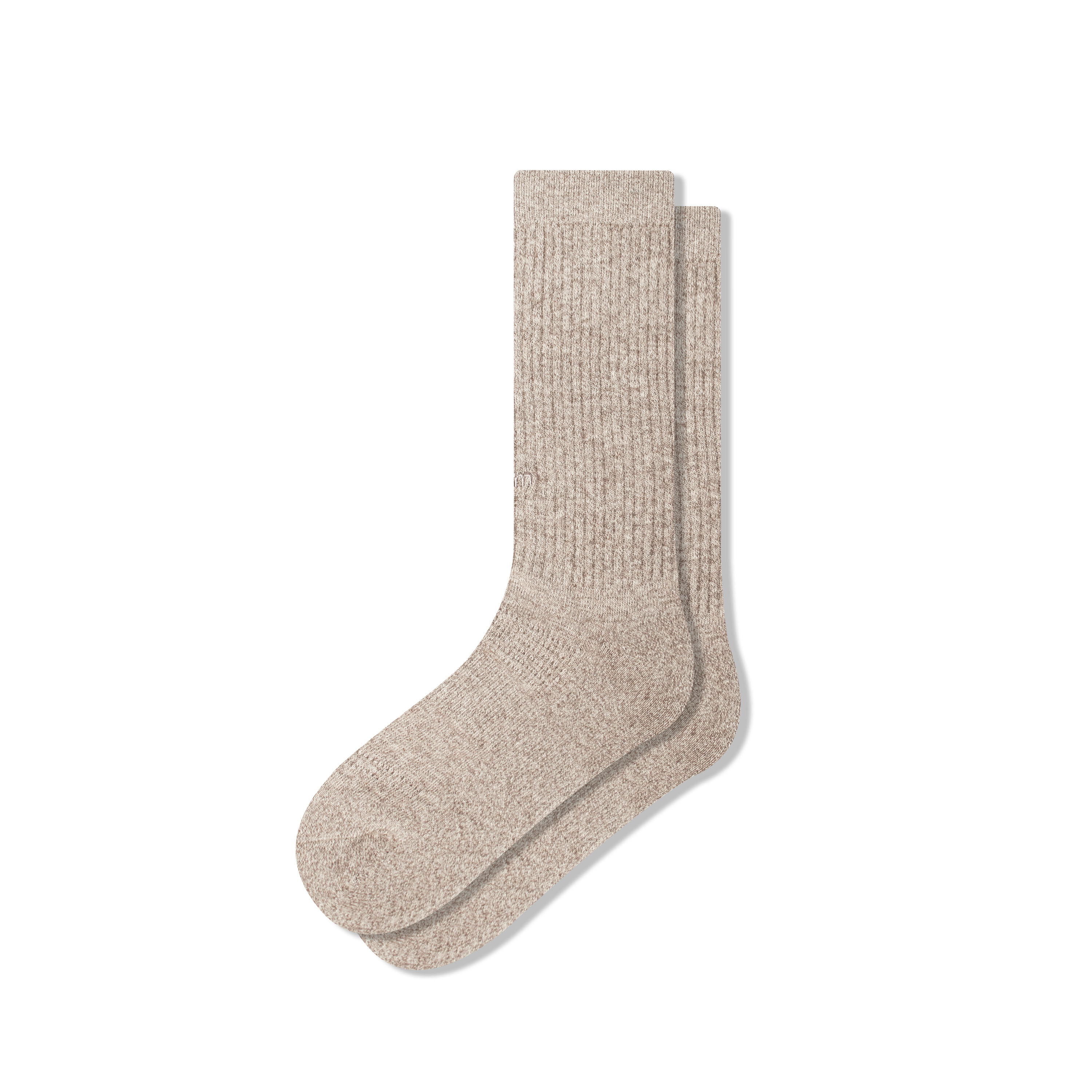 faam / ESSENTIAL MELANGE CREW - 素面單色針織高筒襪 - 淺灰、朱褐