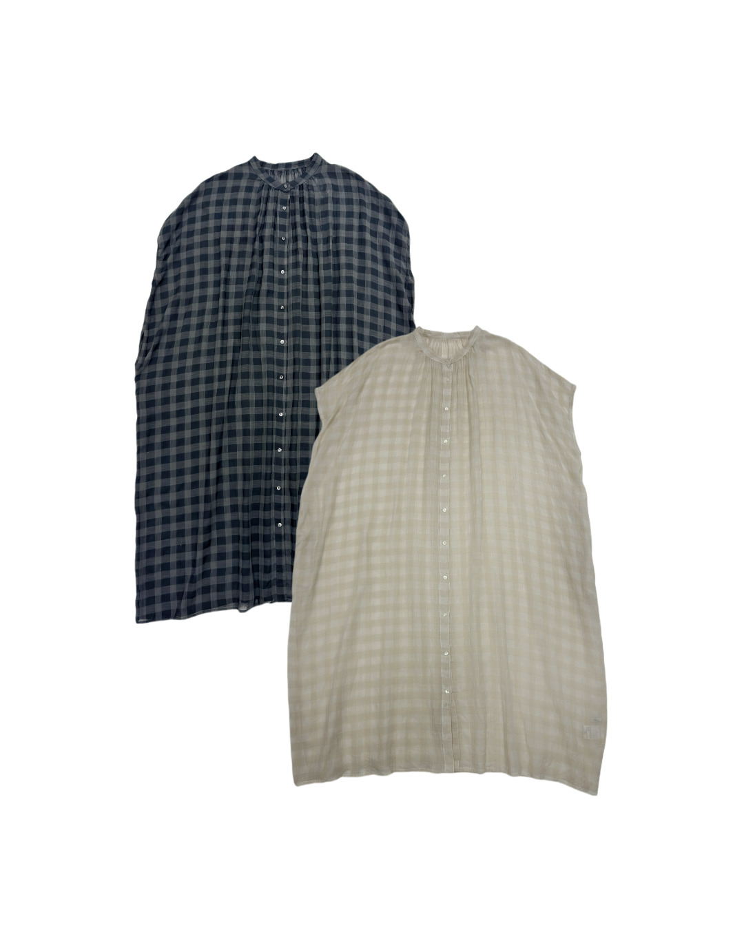 大格闊身中長麻棉外搭