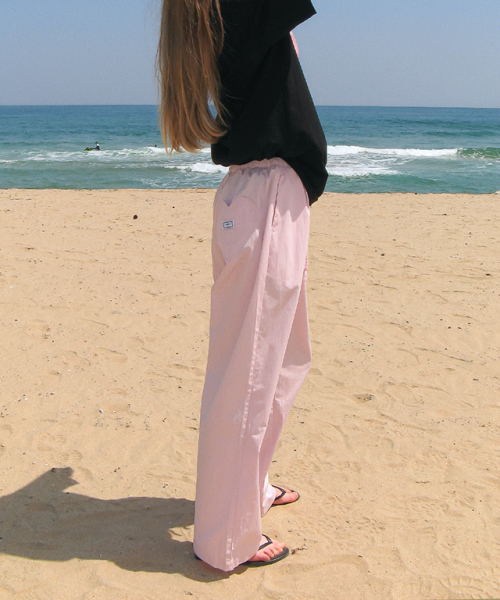 RONRON BACK HEART STITCH POCKET BANDING PANTS