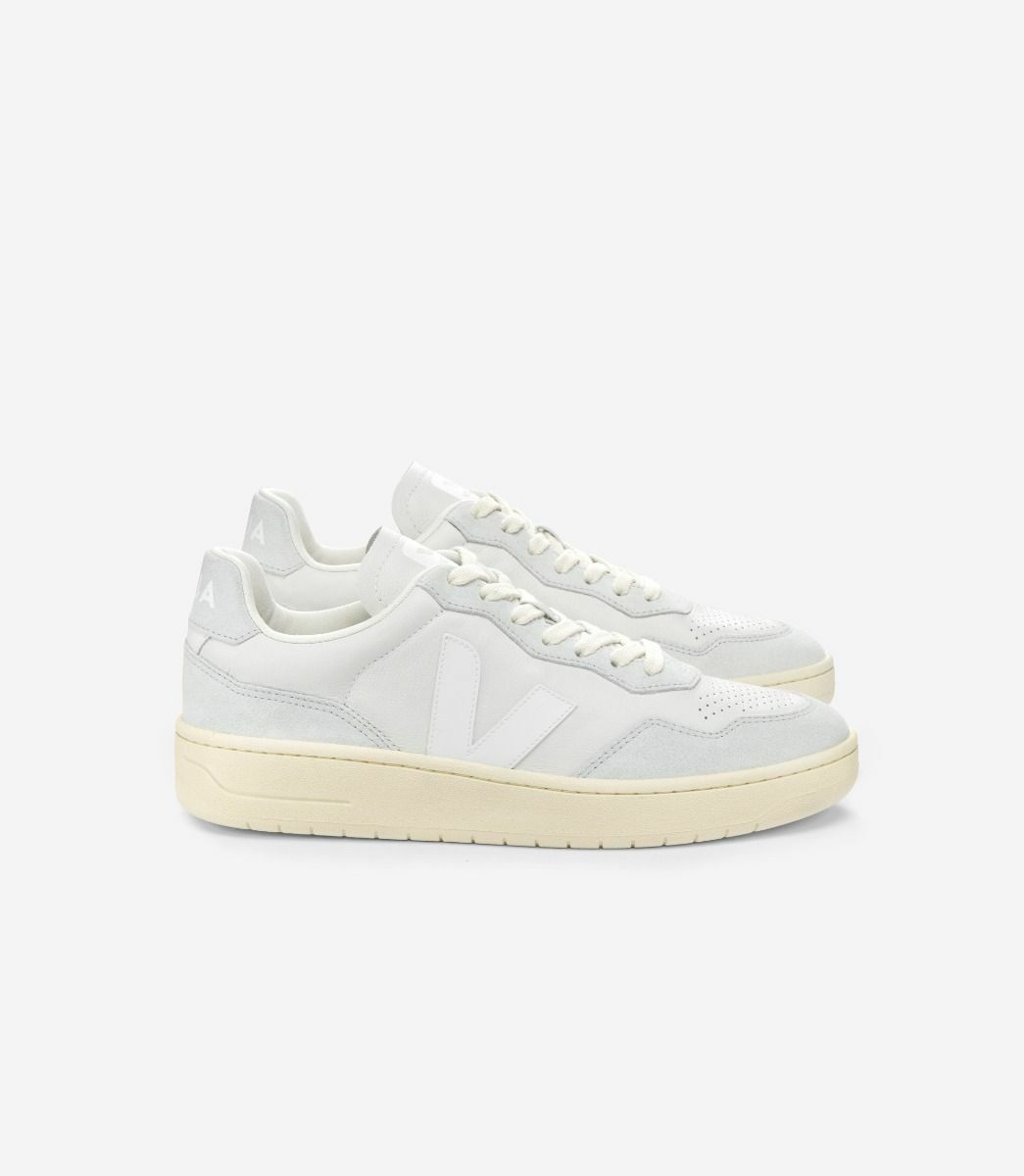 Veja V-90 Leather Gravel White