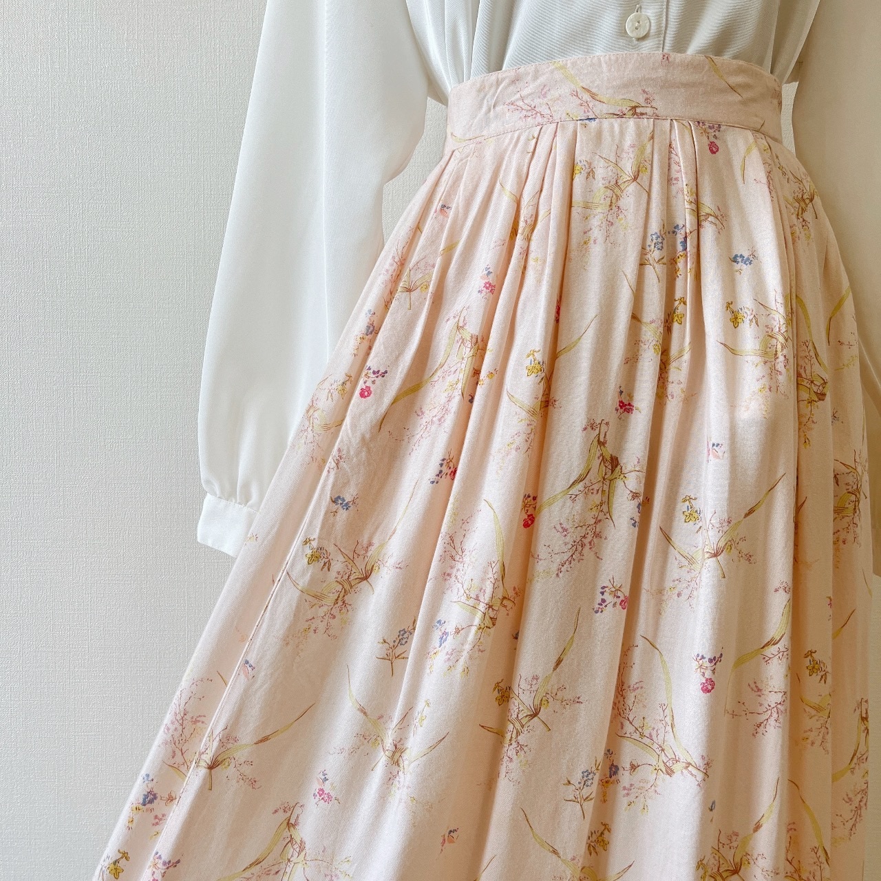 Outback Red清新淡粉紅碎花古着半裙