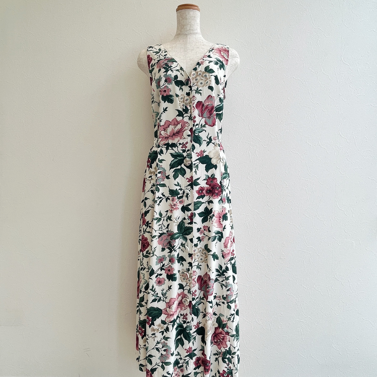 R.J.Stevens白色大花古著連身裙