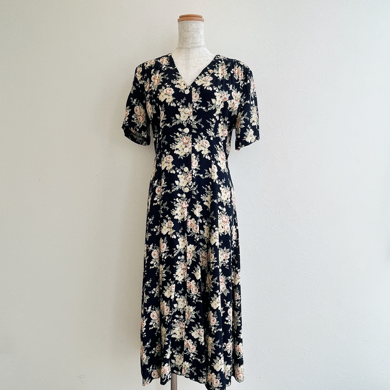 E.D.Michaels美國製深藍色古著花裙