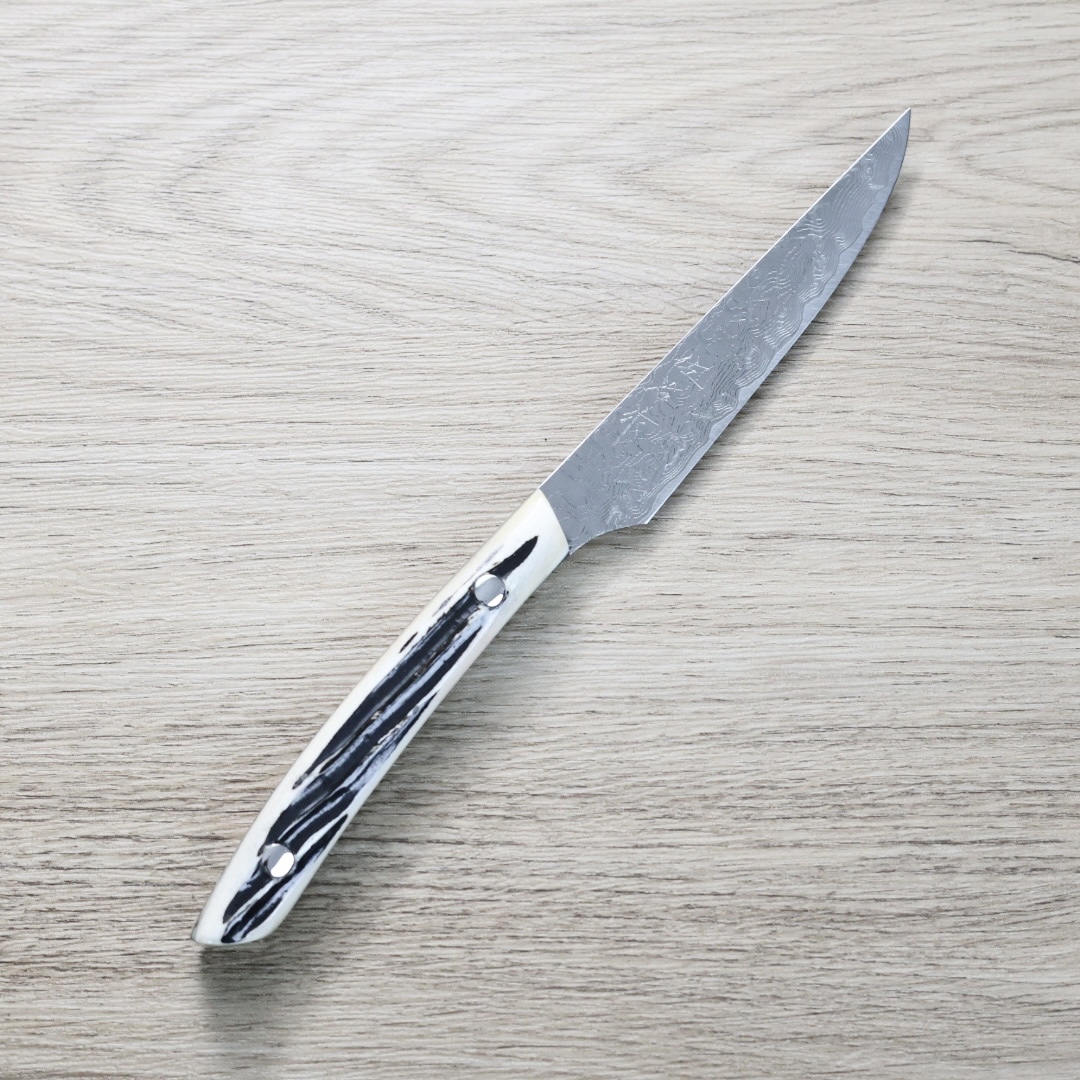 佐治武士 牛排刀 R2 鑽石大馬士革 白鹿角