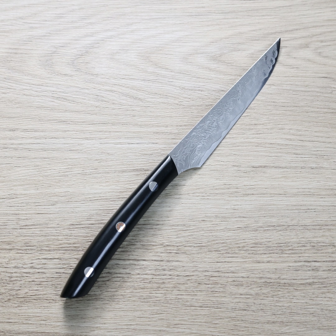 佐治武士 牛排刀 R2 鑽石大馬士革 黑合板