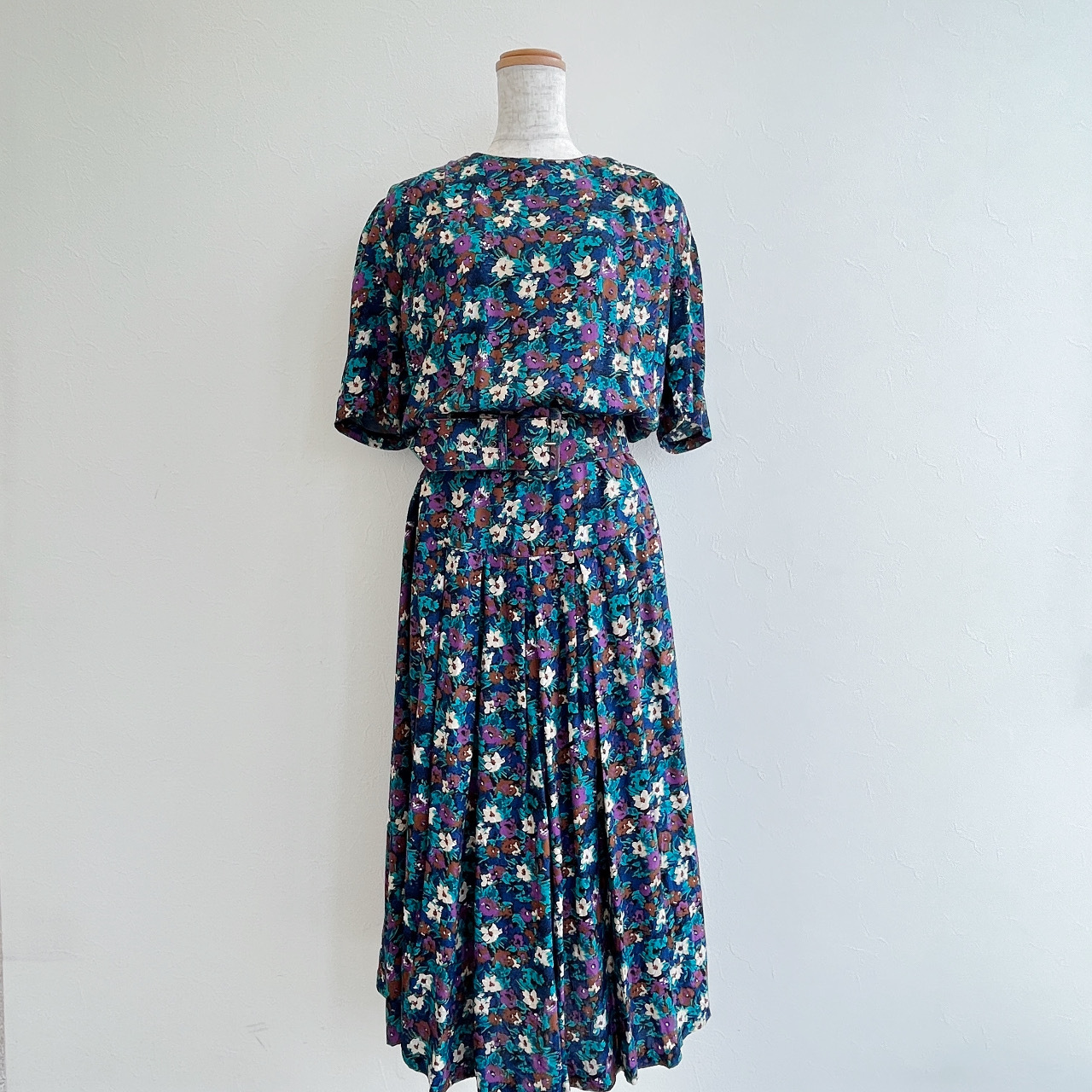 E.D.Michaels美國製藍綠色碎花連身裙