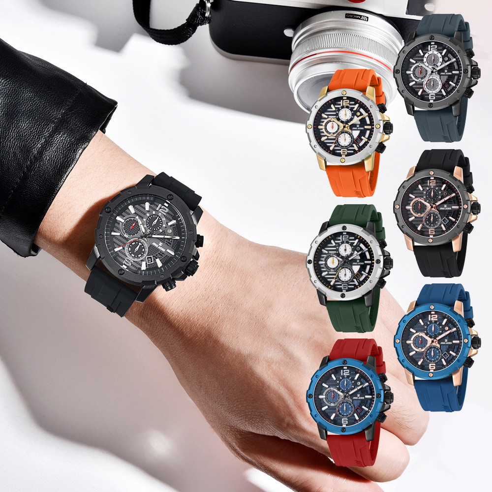 【Jonas Jasmin 喬納斯】JJ-5365MC 三眼計時 日期 夜光指針刻度 石英 潮流 多色 男錶