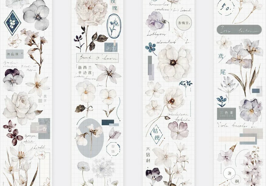 Freckles Tea Tape - Plain White: Mist Blue