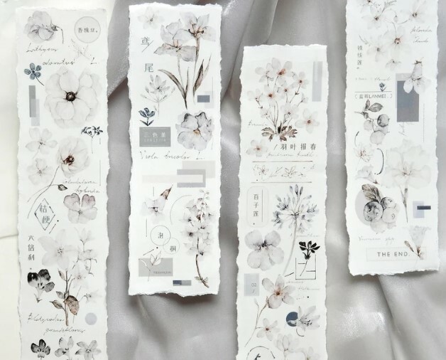 Freckles Tea Tape - Plain White: Mist Blue