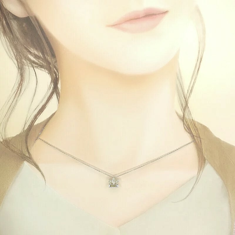 全新18K白金76份鑽石吊墜