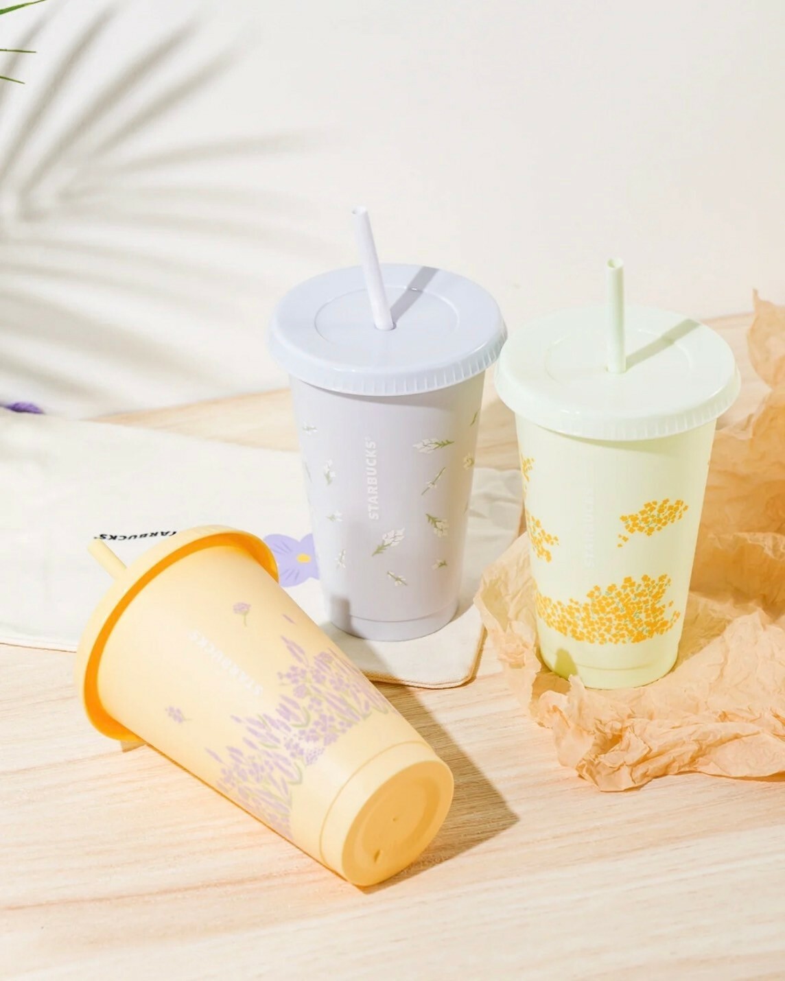 Starbucks 星巴克 夏日清新碎花 吸管杯 多巴胺 花花三連杯 三色一組