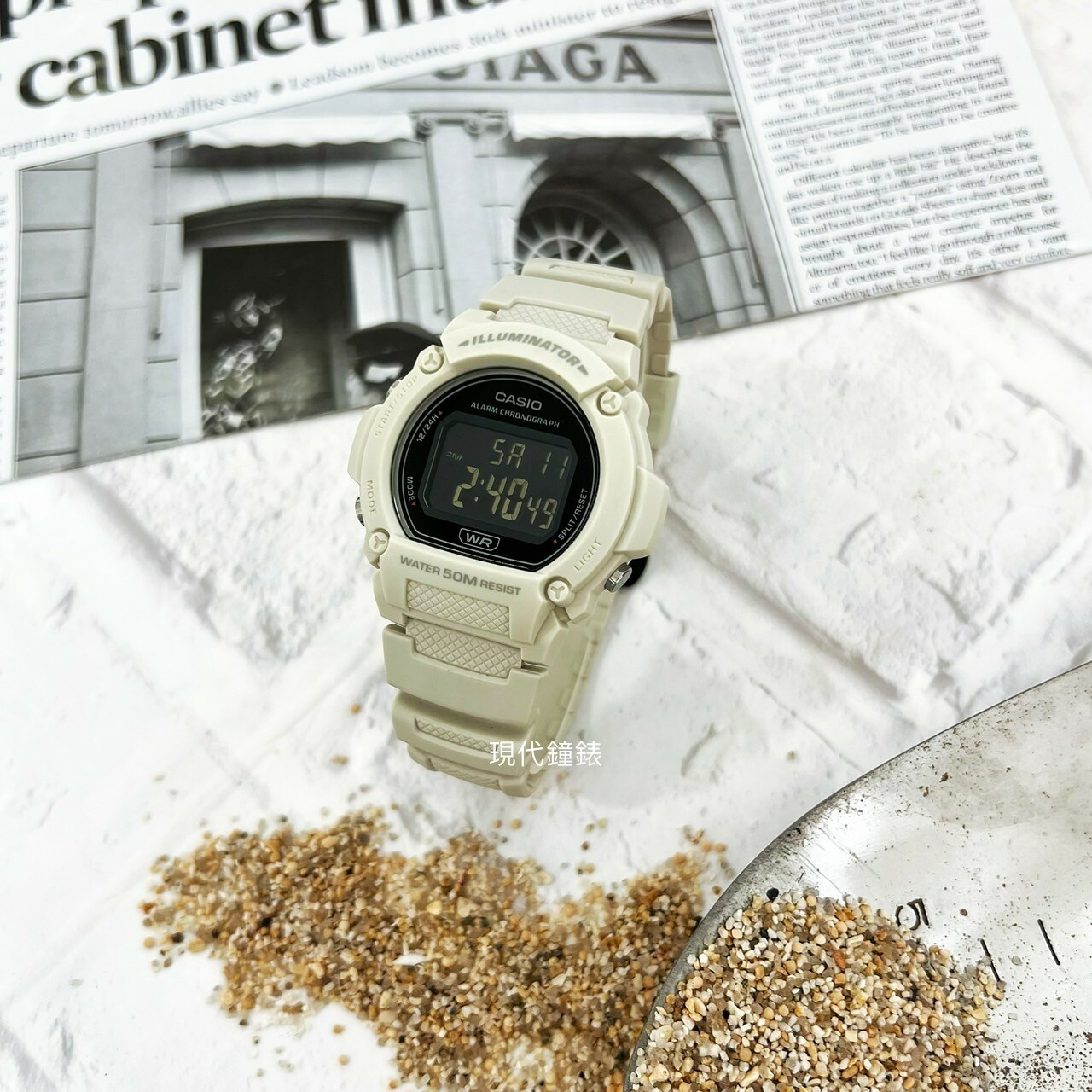 【CASIO 卡西歐】簡約百搭圓形數位腕錶 W-219HC-8B 47.1mm 現代鐘錶